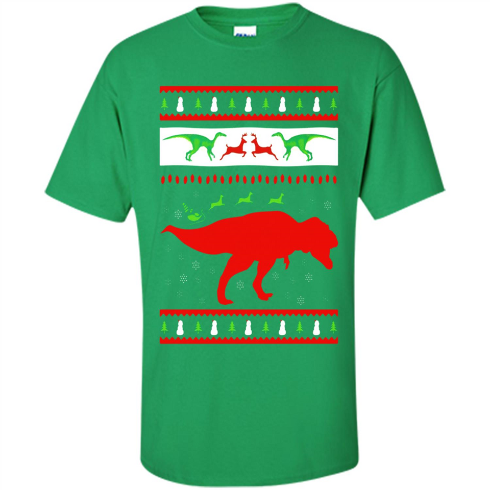 Dinosaur and Santa Clause Ugly Christmas Sweater - Shirt