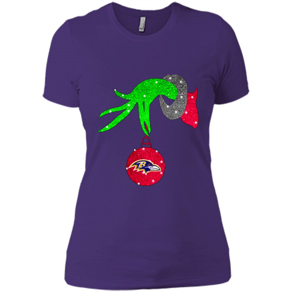 GRINCH HAND HOLDING BALTIMORE RAVENS GLITTER CHRISTMAS PINGPONG