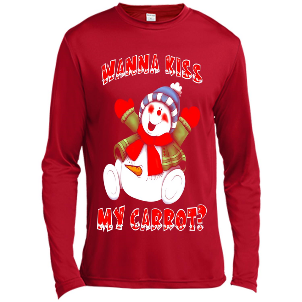 Snowman Wanna Kiss My Carrot Christmas - Canvas Long Sleeve T-Shirt