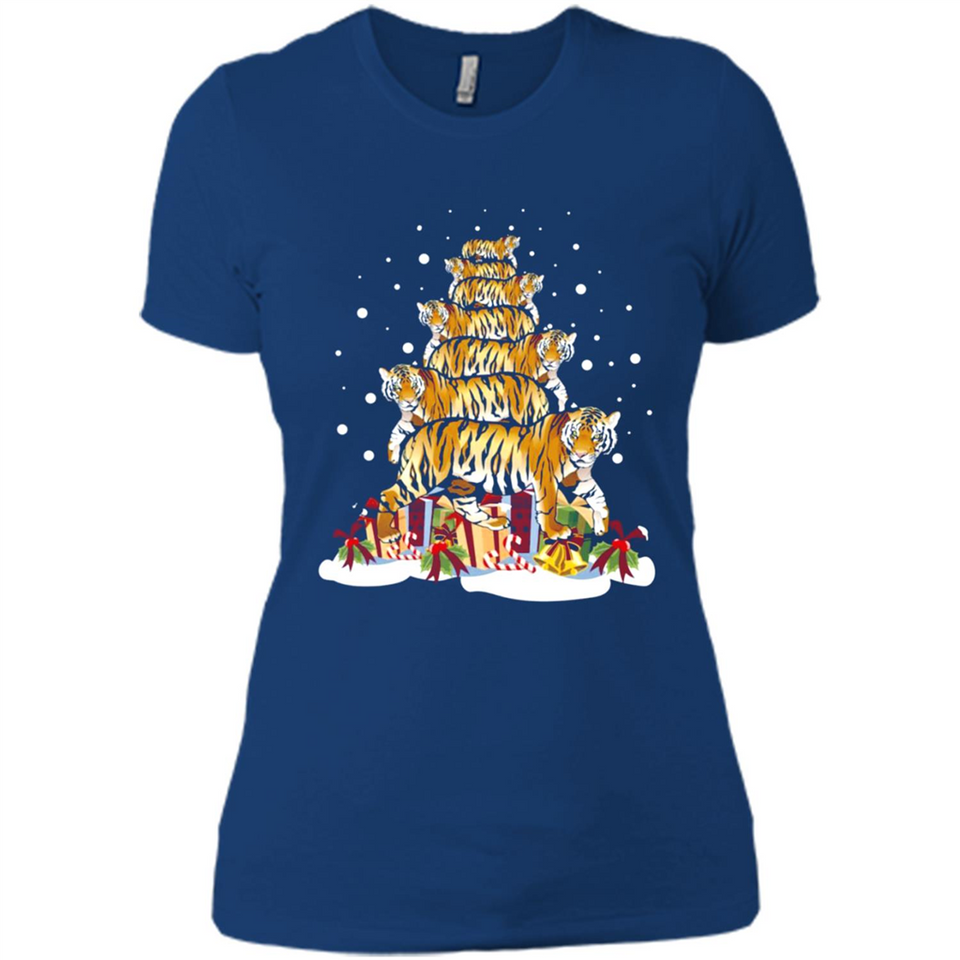 Tiger Christmas Tree Funny Merry Christmas - Ladies' Boyfriend T-Shirt