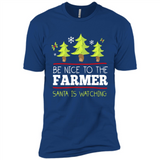 Be Nice to Farmer Santa Watching Christmas - Premium Short Sleeve T-Shirt
