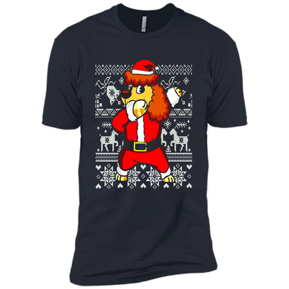 Dabbing Poodle Santa Christmas Holiday Sweatshirt - Premium Short Sleeve T-Shirt