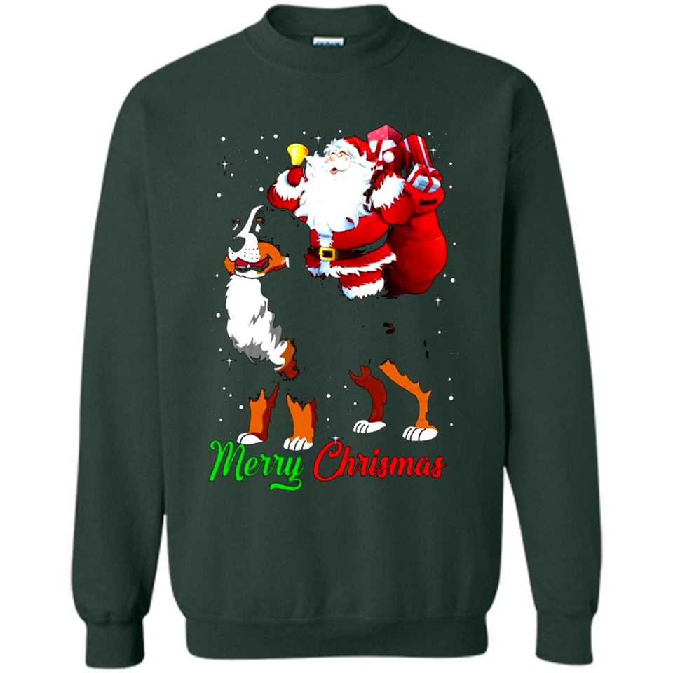 Merry Christmas Santa Claus With Big Dog sweater PINGPONG