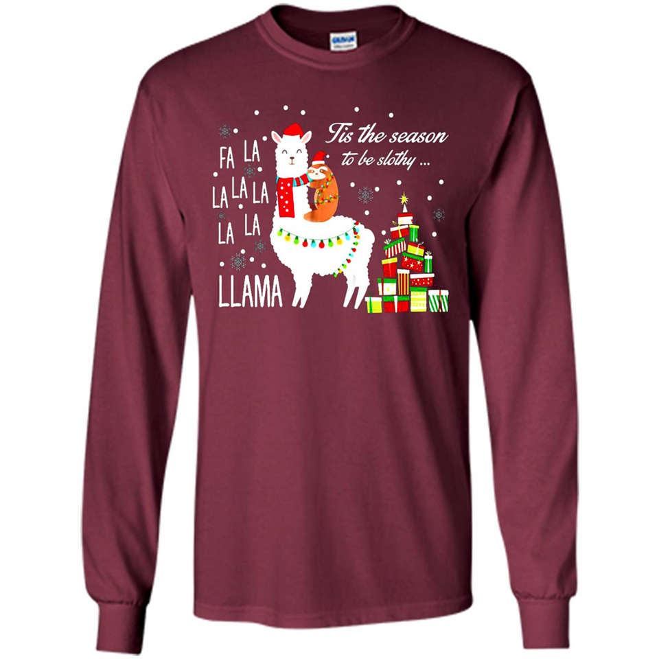 Llama Tis the season to be slothy Christmas sweatshirt PINGPONG - Long Sleeve T-Shirt