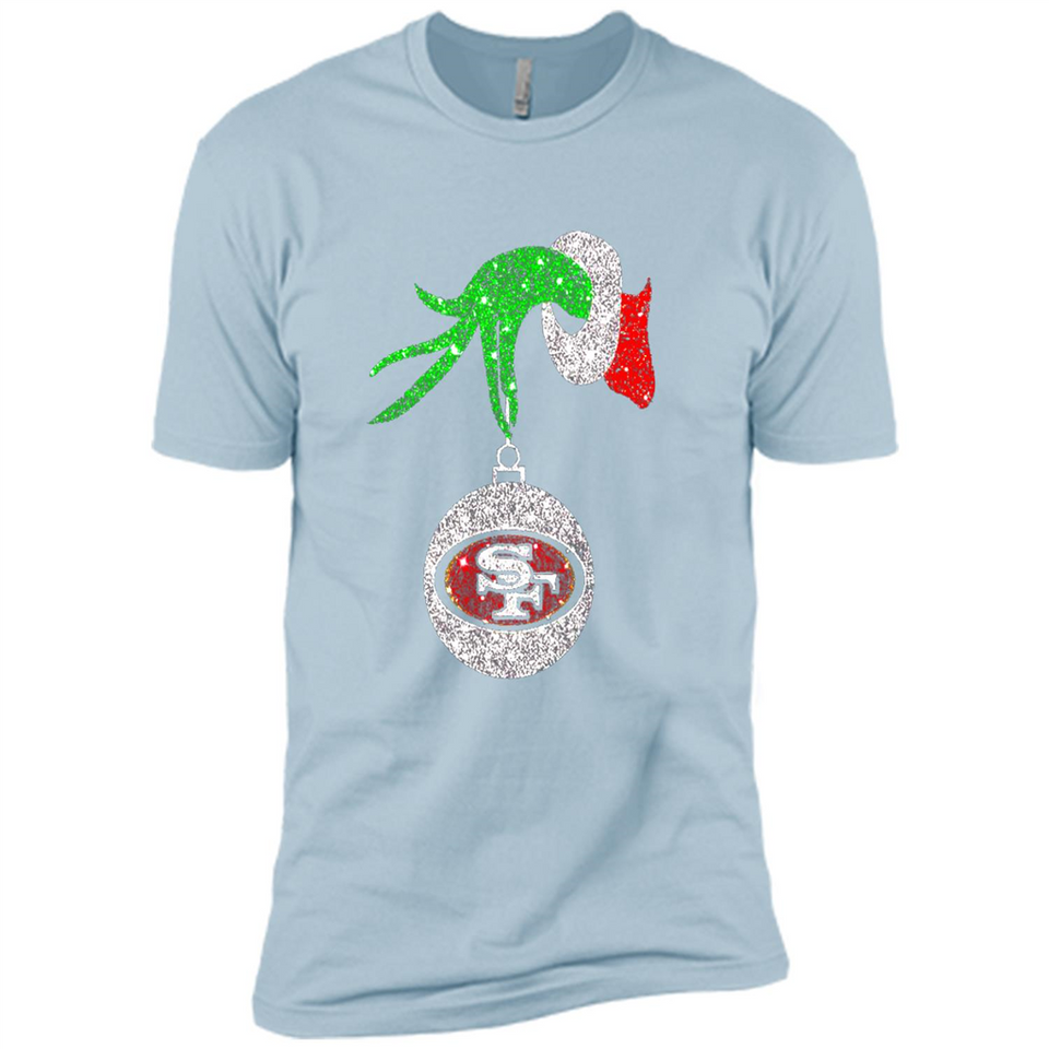 Amazing tee San Francisco 49ers Glitter Grinch Monogram Ornament Christmas Gift - Premium Short Sleeve T-Shirt