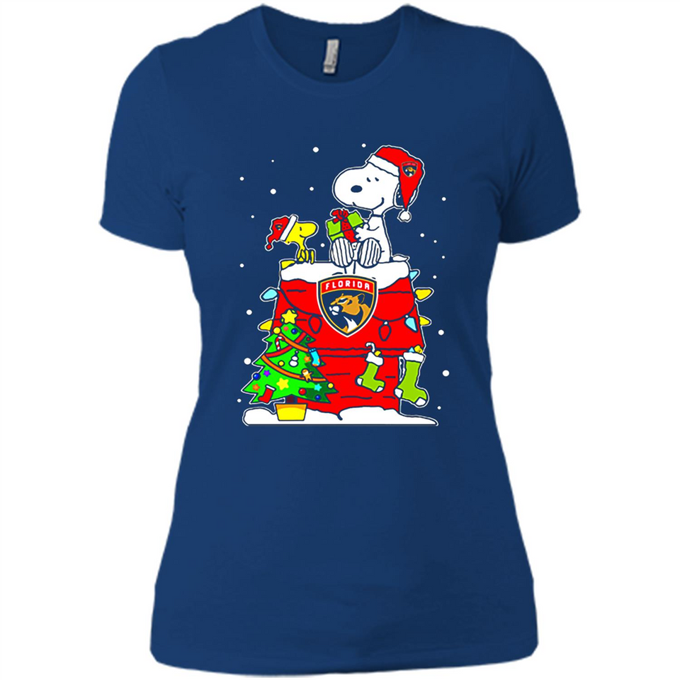 Florida Panthers Snoopy Ugly Christmas Sweaters - Ladies' Boyfriend T-Shirt