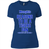 Reasons to be a Memphis Tigers Fan Complete List on Back - Ladies' Boyfriend T-Shirt