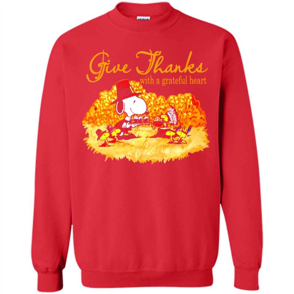 Snoopy Thanksgiving Give Thanks With A Grateful Heart - Sweatshirt