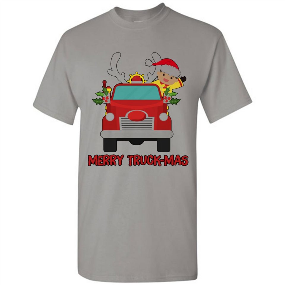 Merry Truck-Mas Christmas Fire Truck Cute Reindeer Sporty - Shirt