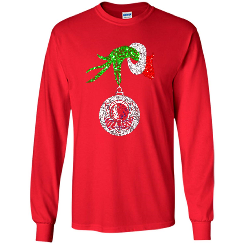 Amazing Dallas Mavericks Glitter Grinch Monogram Ornament Christmas Gift - Long Sleeve T-Shirt