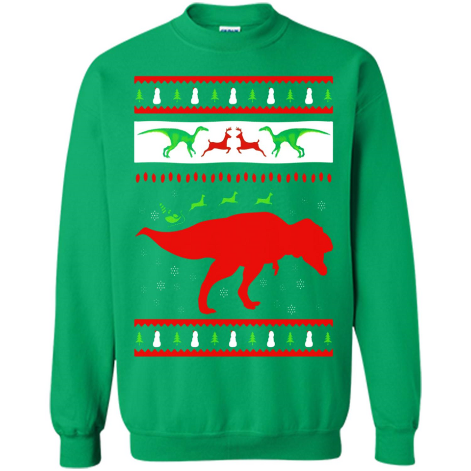 Dinosaur and Santa Clause Ugly Christmas Sweater - Sweatshirt