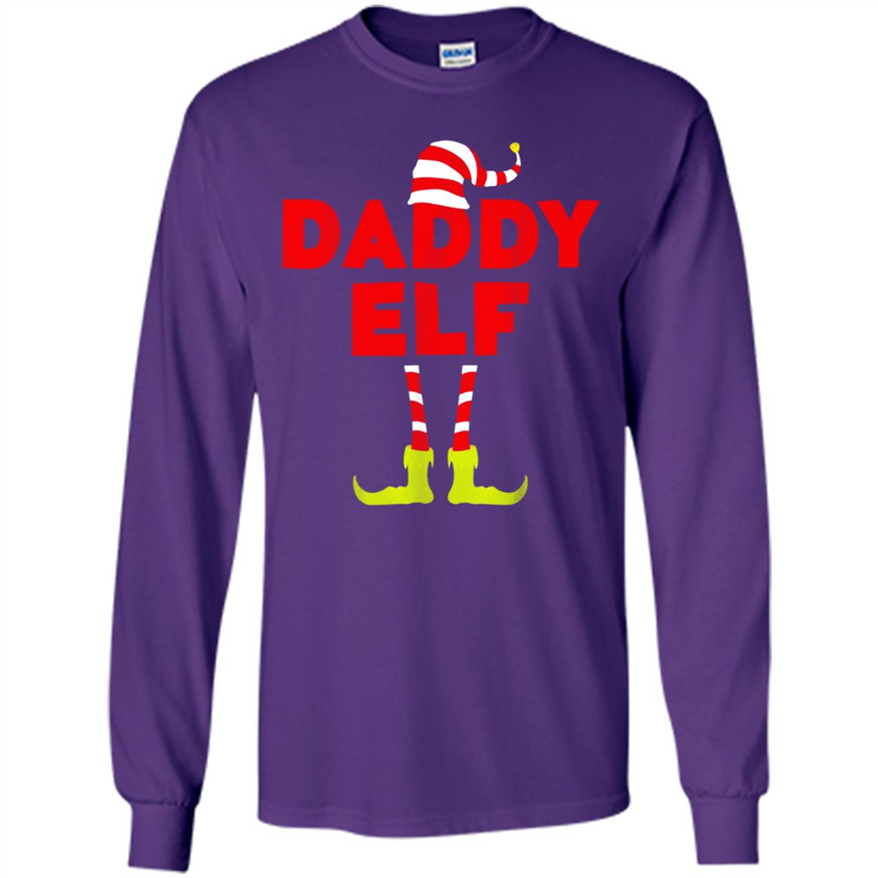 Mens Daddy Elf T-Shirt Funny Matching Christmas Costume - Long Sleeve T-Shirt