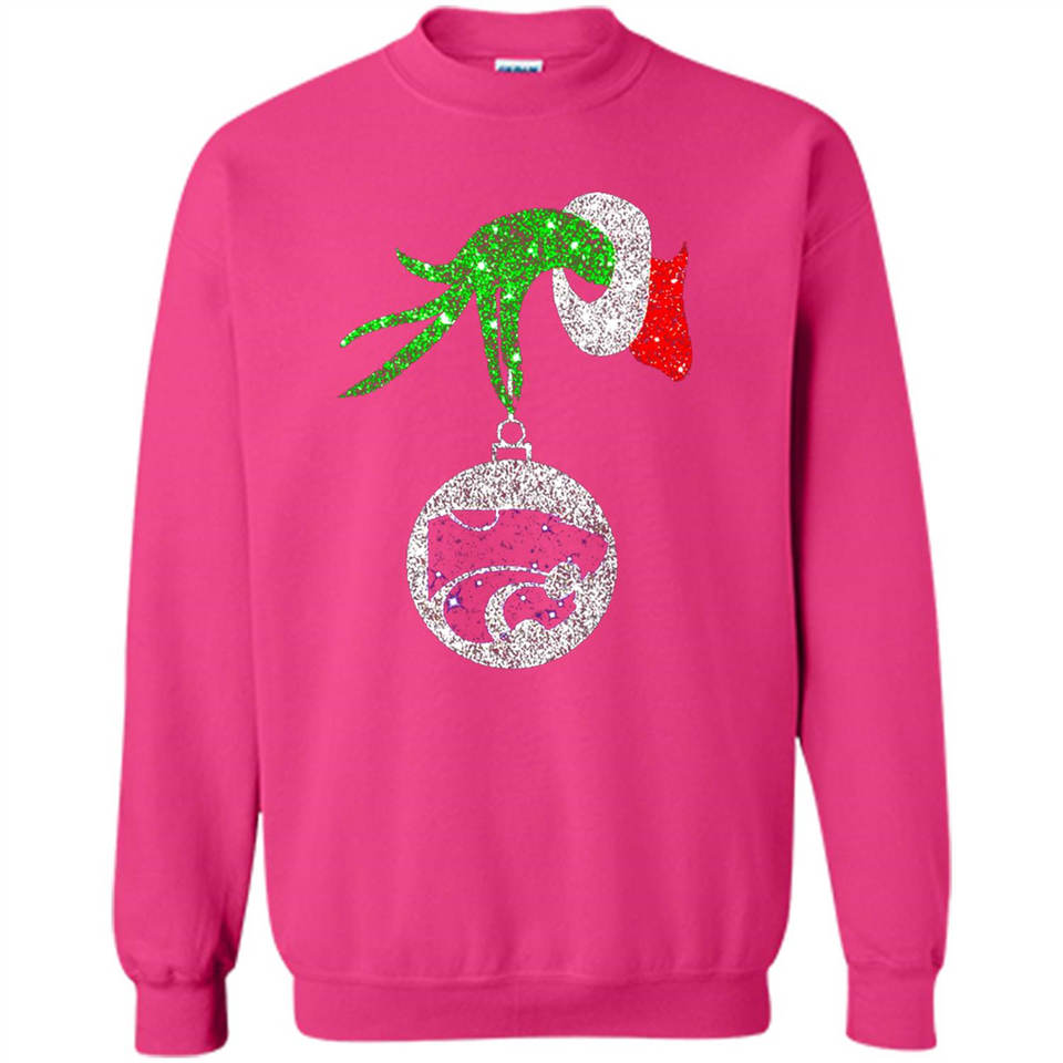 Amazing Kansas State Wildcats Glitter Grinch Monogram Ornament Christmas Gift - Sweatshirt