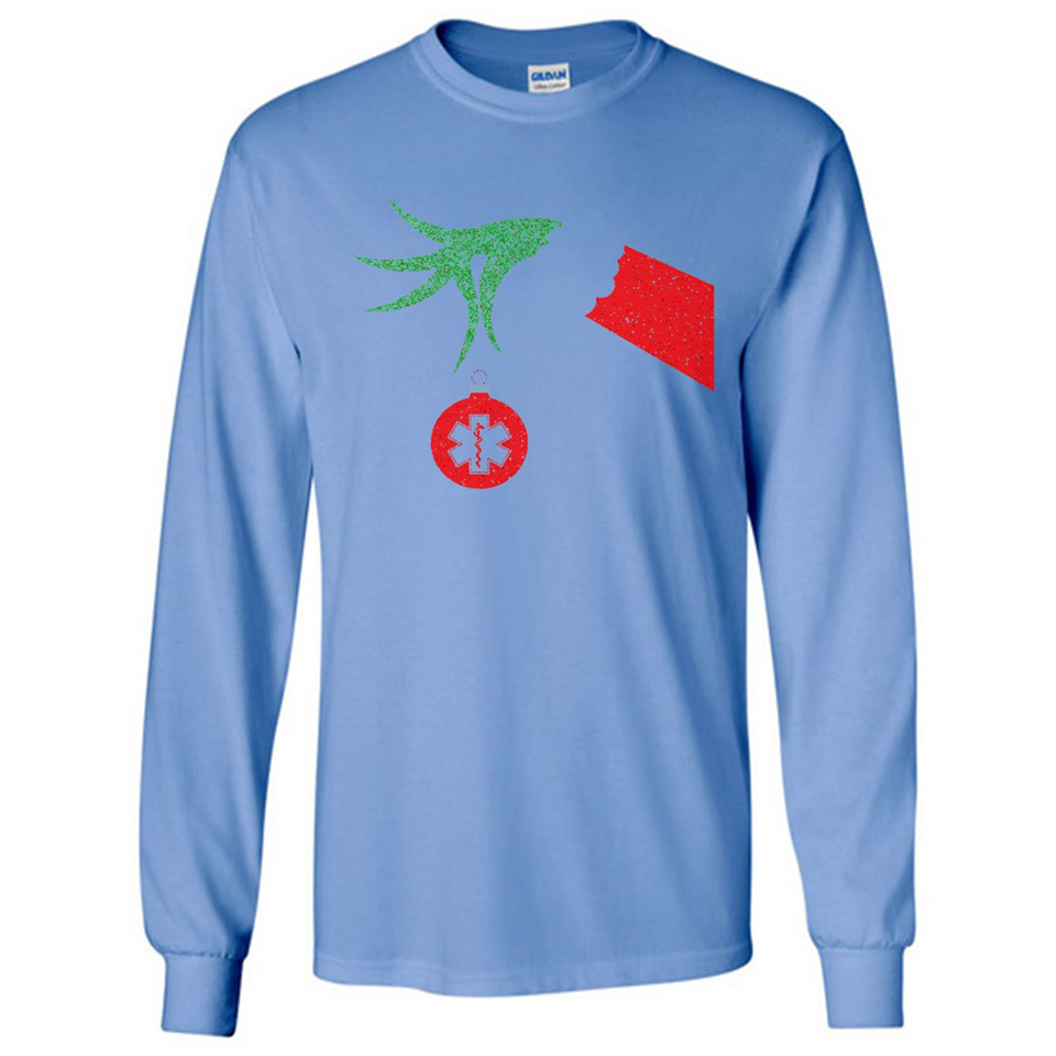 Funny Grinch Hand holding Doctor ornament Christmas Sporty T-Shirt - Long Sleeve T-Shirt