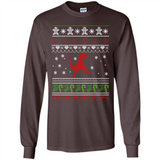 Dinosaur and Santa Ugly Christmas Sweater - Long Sleeve T-Shirt
