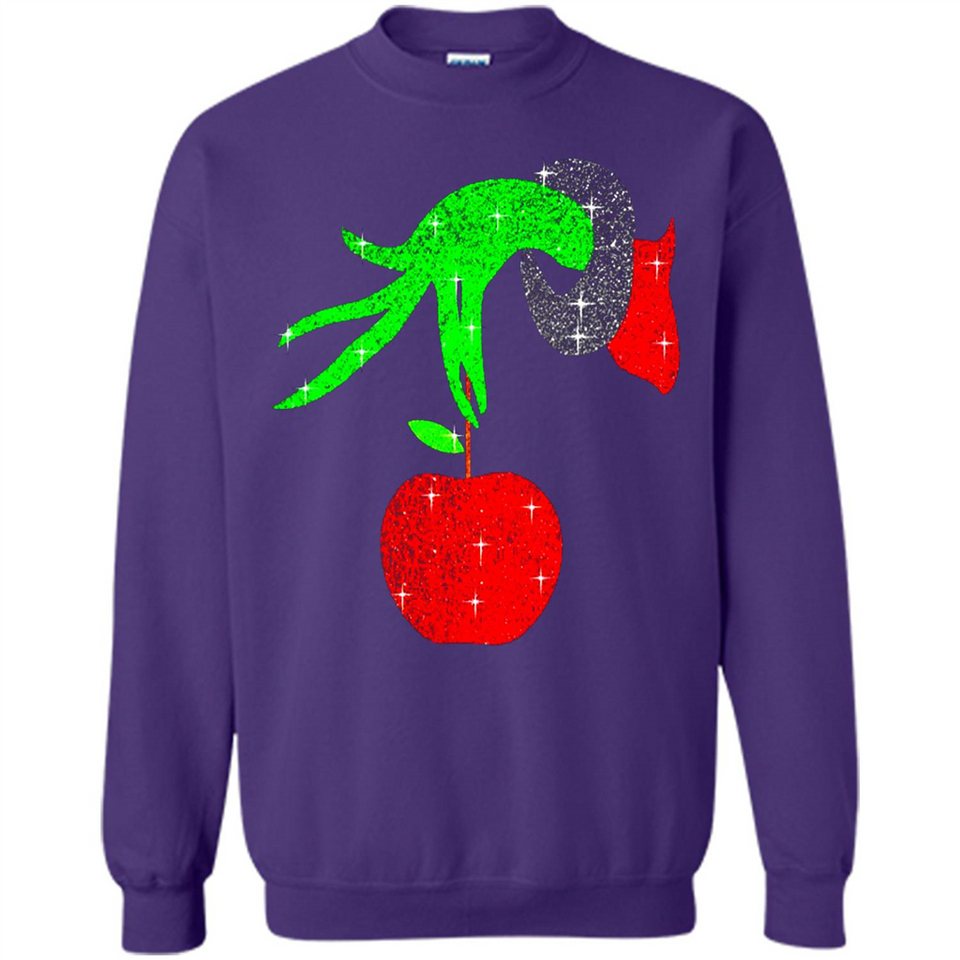 Christmas The Grinch Hand Holding Apple Ornament sweater - Sweatshirt