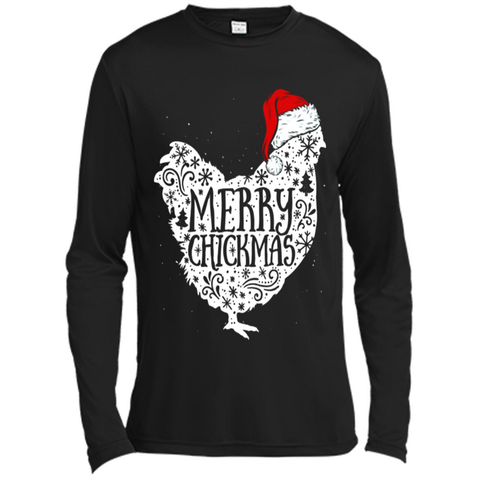Chicken Christmas T Shirt Merry Chickmas Santa Claus Gifts - Canvas Long Sleeve T-Shirt