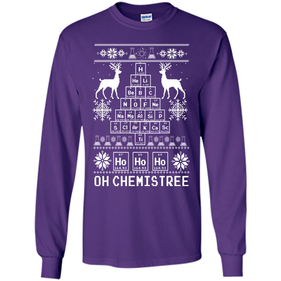 Oh Chemistry Tree Ugly Christmas Sweater - Long Sleeve T-Shirt