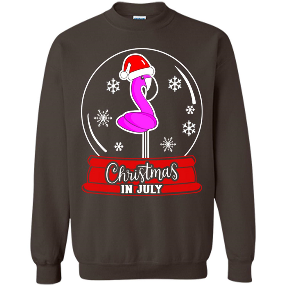 Christmas In July Flamingo Snow Globe Santa Hat - Sweatshirt
