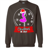 Christmas In July Flamingo Snow Globe Santa Hat - Sweatshirt