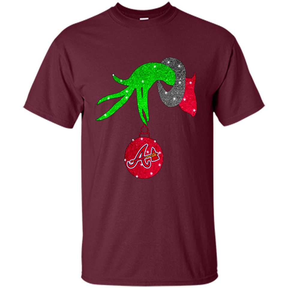 GRINCH HAND HOLDING ATLANTA BRAVES GLITTER CHRISTMAS PINGPONG