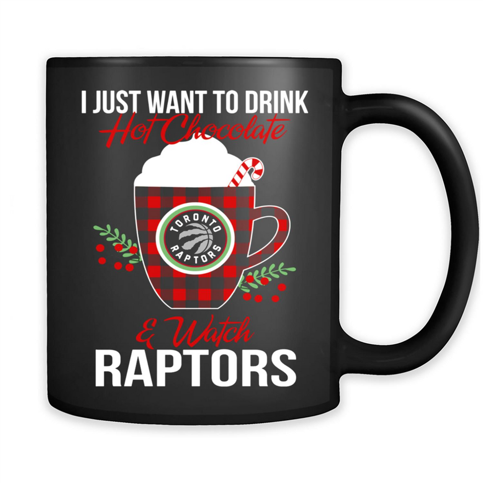 I Just Want To Drink Hot Chocolate & Watch Toronto Raptors Ugly Christmas Sweater PINGPONG