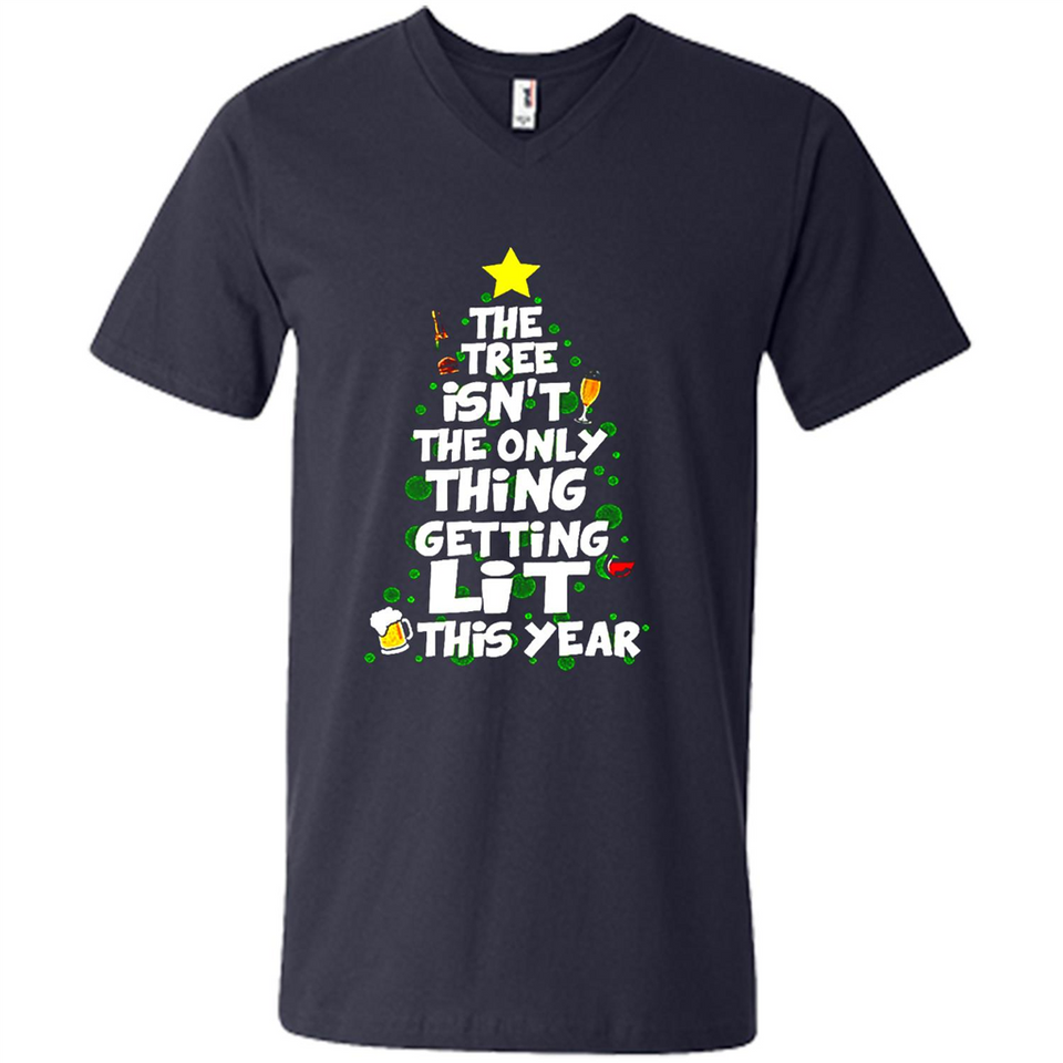 Funny Christmas Tree Drinking Sweatshirt Adult Boozy Festive - Men's V-Neck