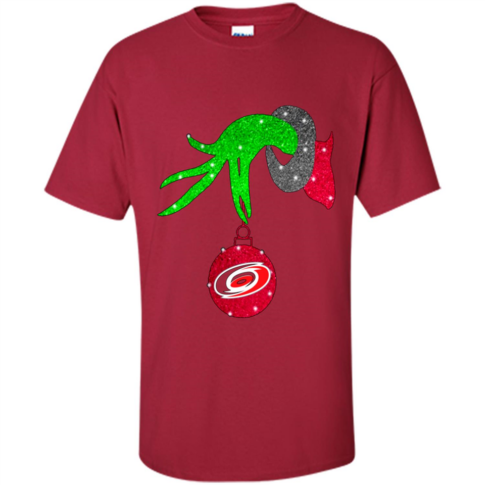 GRINCH HAND HOLDING CAROLINA HURRICANES GLITTER CHRISTMAS PINGPONG
