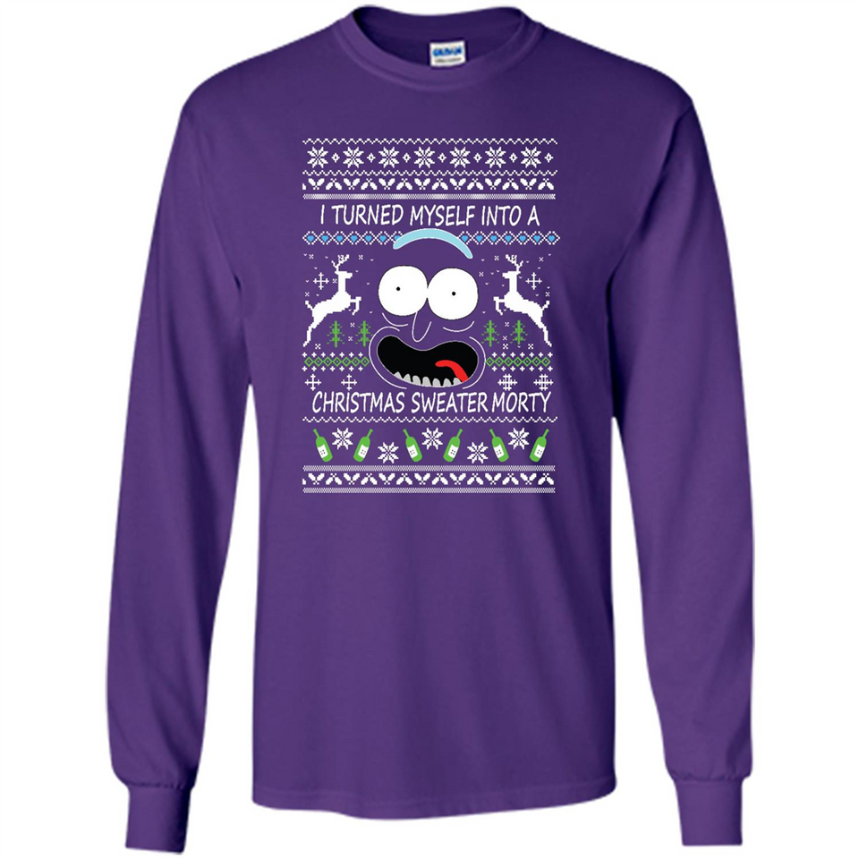 RICK AND MORTY-I TURNED MYSELF INTO A CHRISTMAS SWEATER MORTY UGLY XMAS SWEATER