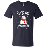 Let's Get Plowed Funny Christmas Snowman - Men's V-Neck