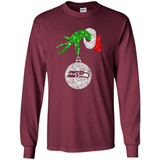 Funny Seattle Seahawks Glitter Grinch Monogram Ornament Christmas Gift - Long Sleeve T-Shirt