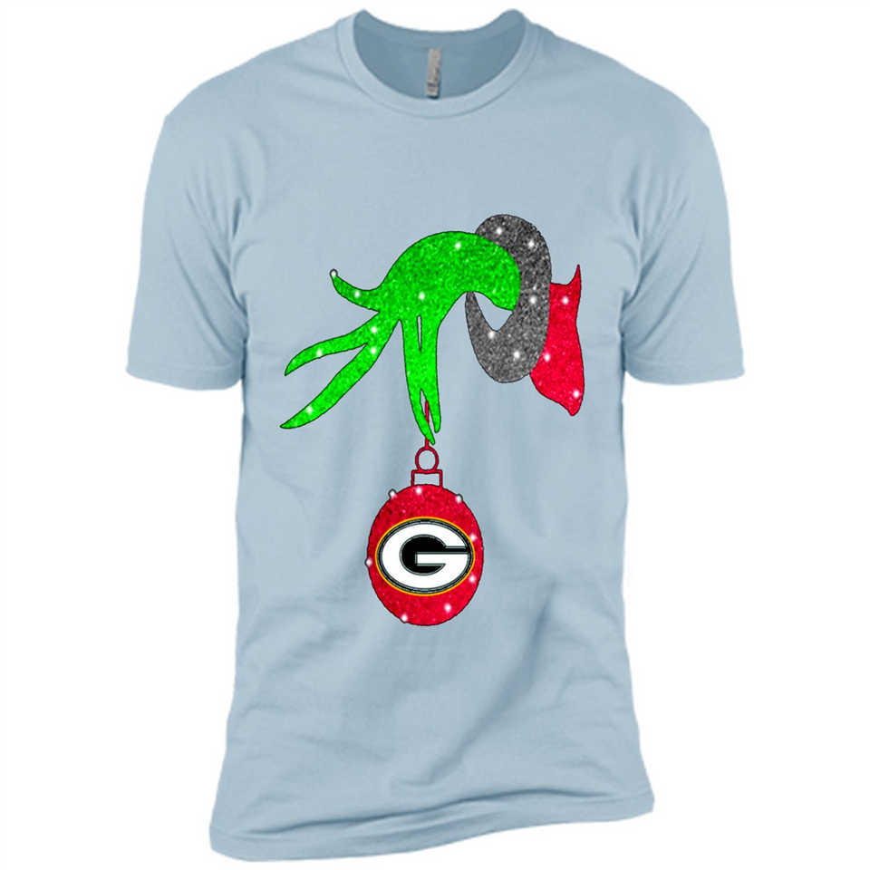 GRINCH HAND HOLDING GREEN BAY PACKERS GLITTER CHRISTMAS PINGPONG