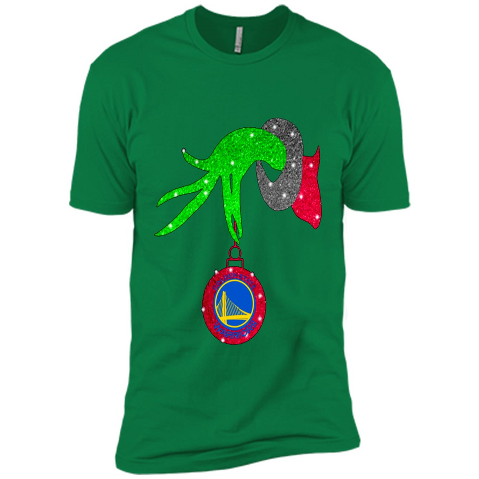 GRINCH HAND HOLDING GOLDEN STATE WARRIORS GLITTER CHRISTMAS PINGPONG