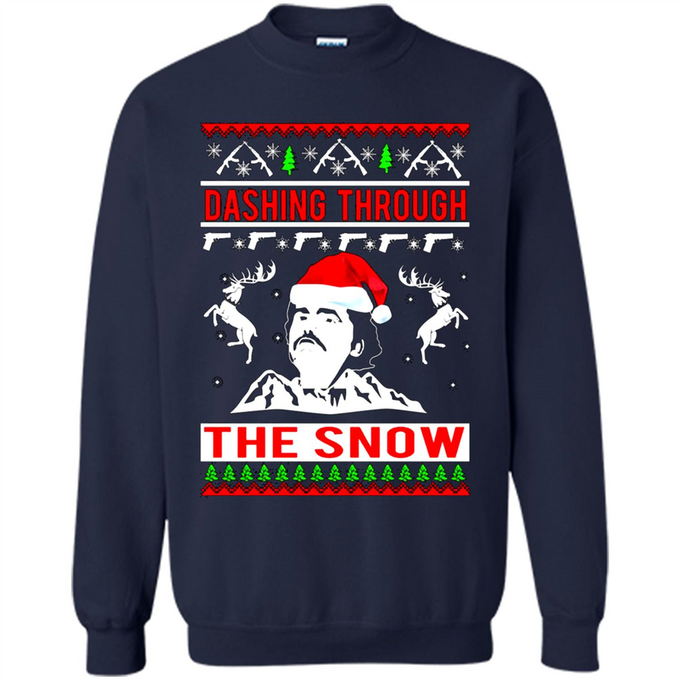Narcos dashing through the snow Christmas sweatshirt PINGPONG