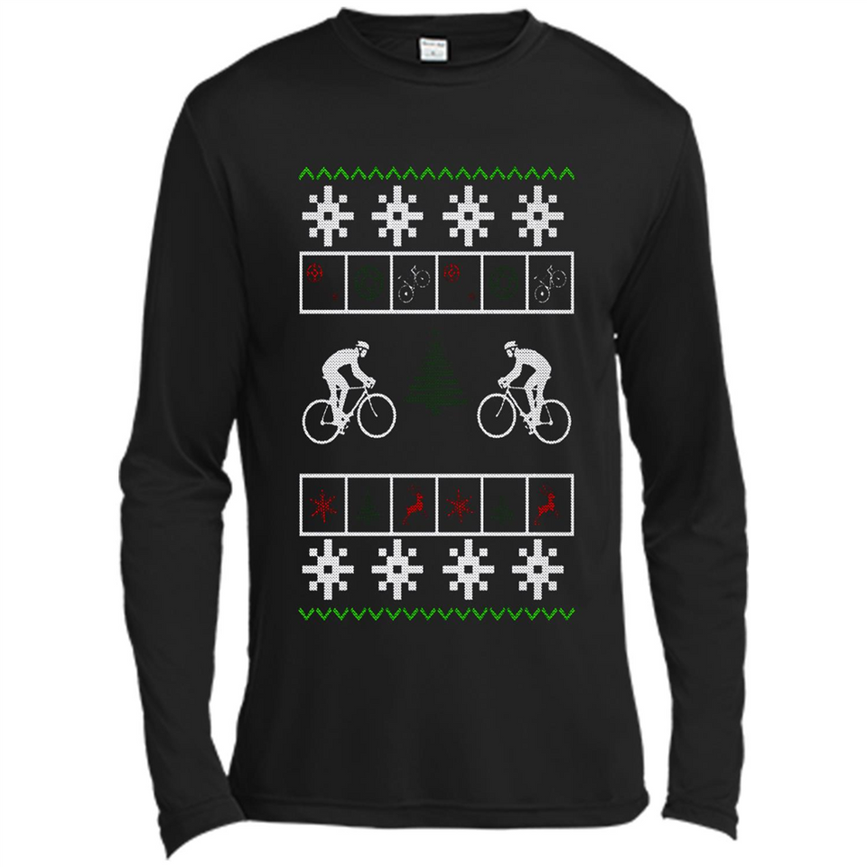 Christmas Ugly Sweater Cycling - Best Ugly Christmas Sweater - Canvas Long Sleeve T-Shirt
