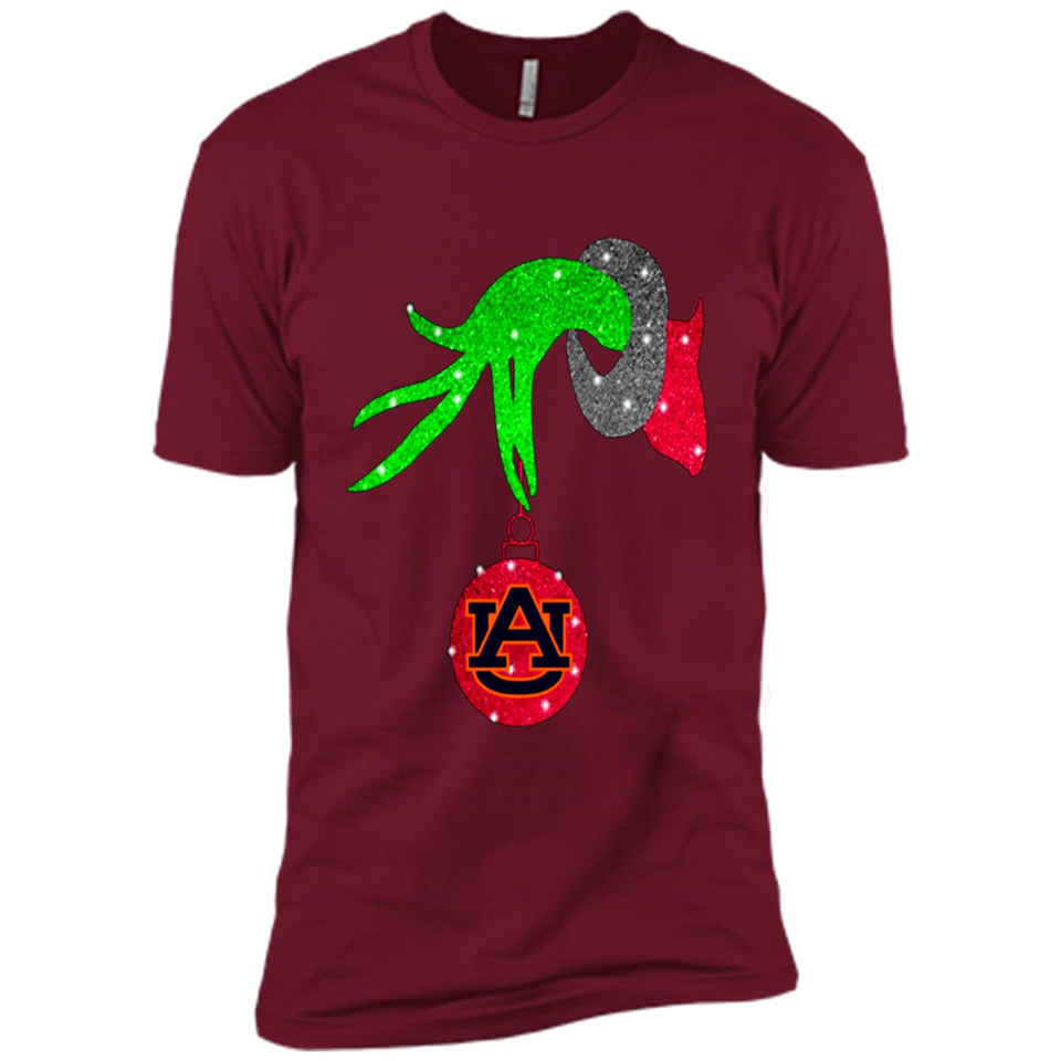 GRINCH HAND HOLDING AUBURN TIGERS GLITTER CHRISTMAS PINGPONG