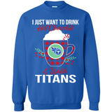 I Just Want To Drink Hot Chocolate & Watch Tennessee Titans Ugly Christmas Sweater PINGPONG
