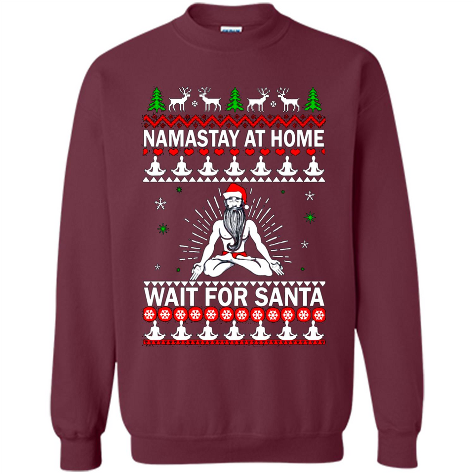 Namastay at home and wait for Santa Christmas sweatshirt PINGPONG