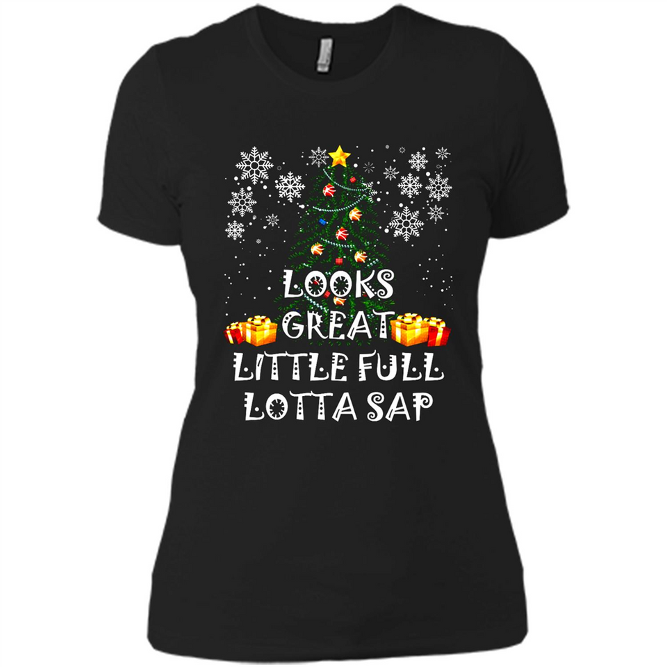 Looks Great Little Full Lotta Sap Funny Christmas Tree Mug PINGPONG - Ladies' Boyfriend T-Shirt