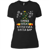 Looks Great Little Full Lotta Sap Funny Christmas Tree Mug PINGPONG - Ladies' Boyfriend T-Shirt