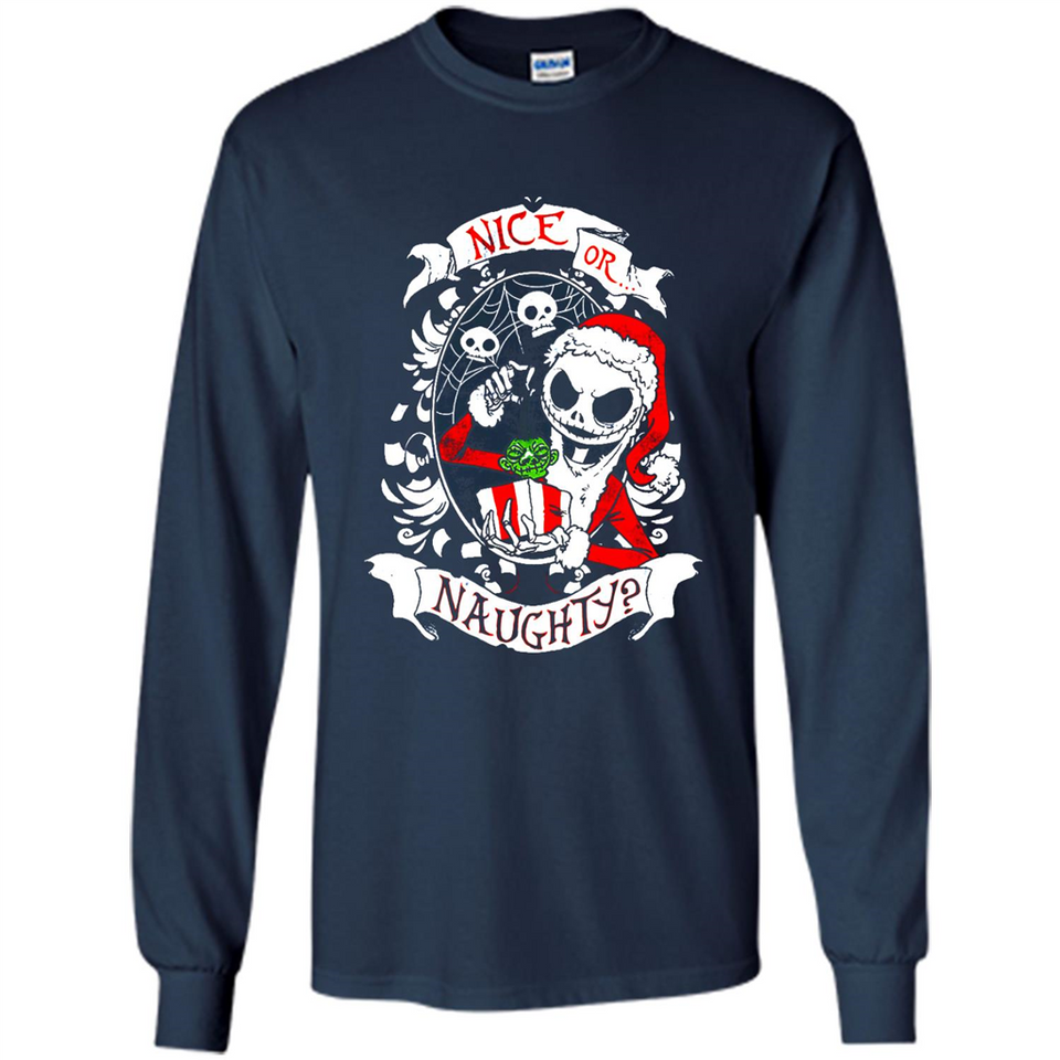 Christmas Shirt, Santa Nice Or Naughty Xmas - Long Sleeve T-Shirt