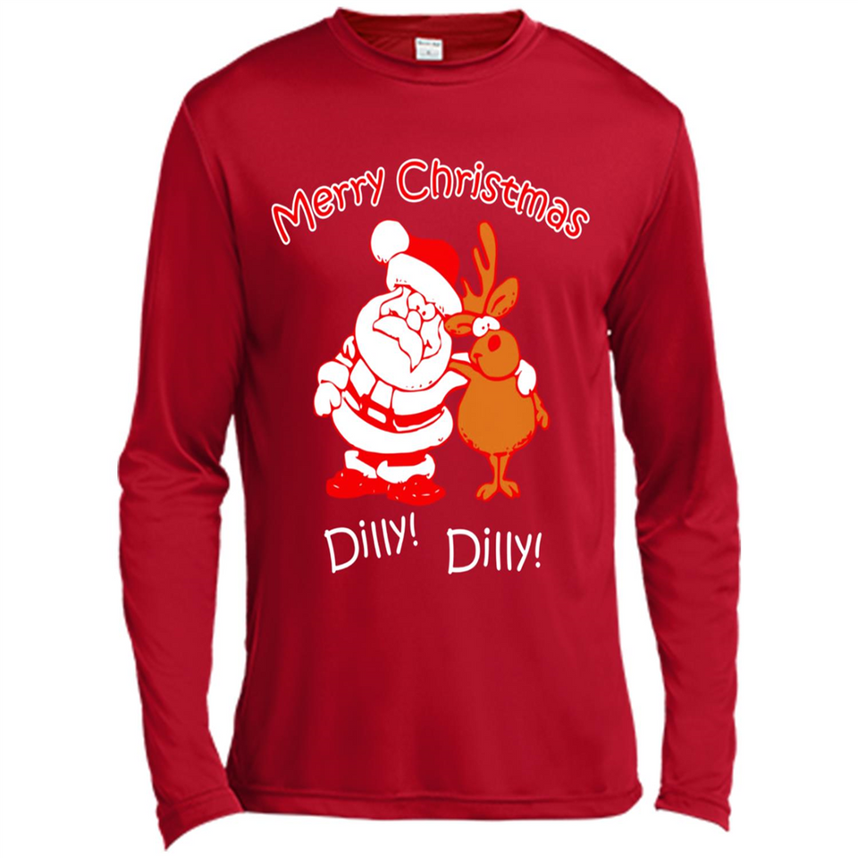 Christmas T-Shirt Santa And Reindeer Dilly Dilly - Canvas Long Sleeve T-Shirt