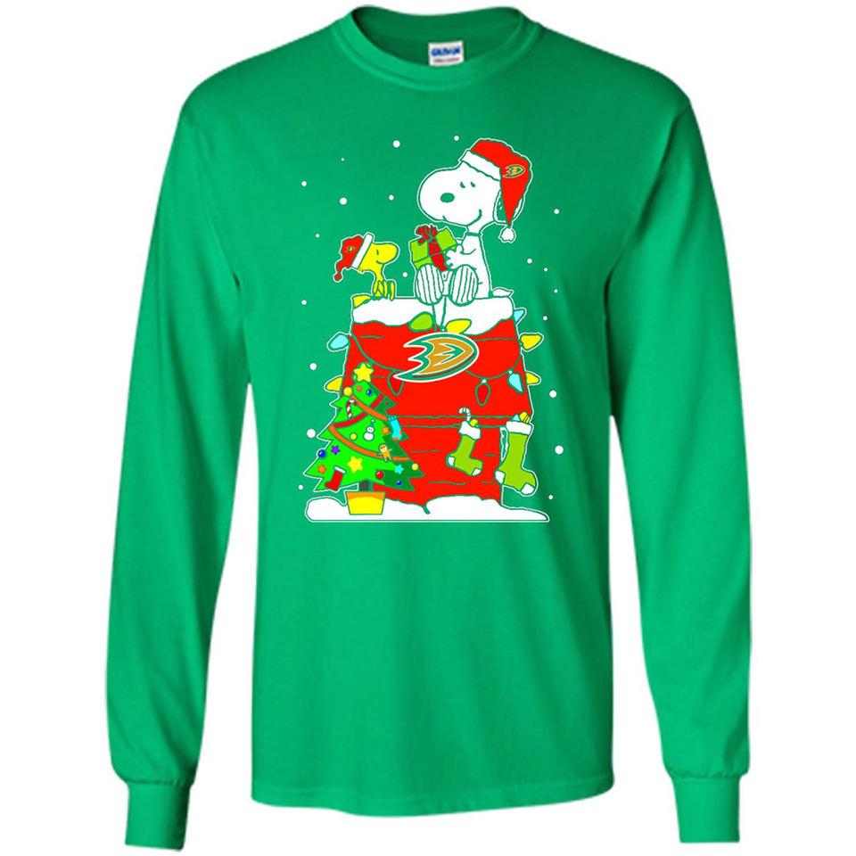 Anaheim Ducks Snoopy Ugly Christmas Sweaters - Long Sleeve T-Shirt