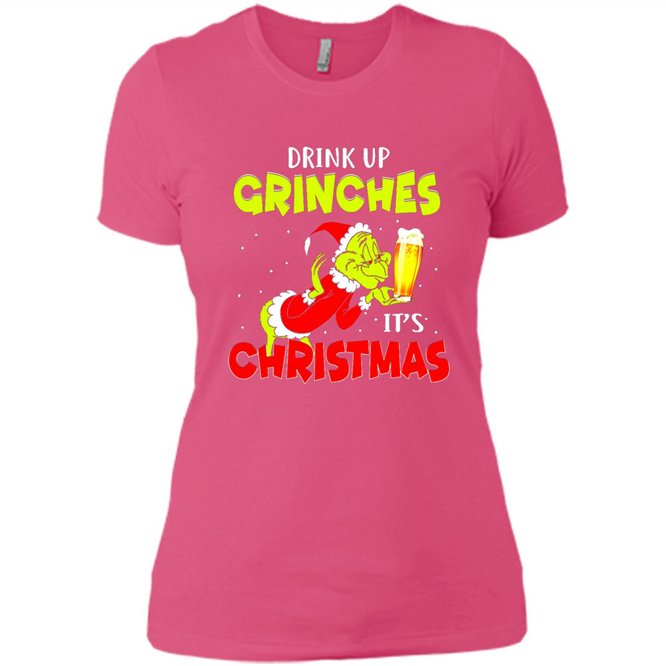 Drink Up Grinches it_s Christmas - Merry Xmas Sweatshirt - Ladies' Boyfriend T-Shirt