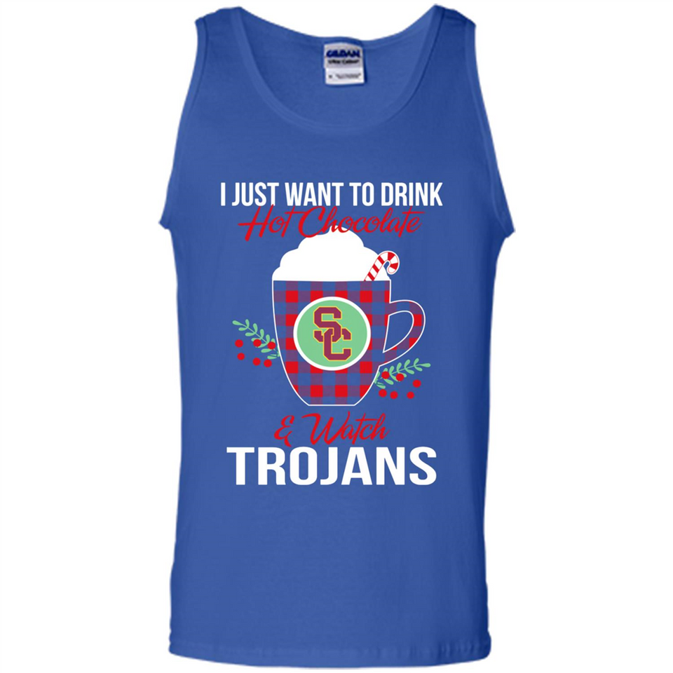I Just Want To Drink Hot Chocolate & Watch USC Trojans Ugly Christmas Sweater PINGPONG