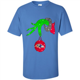 GRINCH HAND HOLDING BALTIMORE RAVENS GLITTER CHRISTMAS PINGPONG