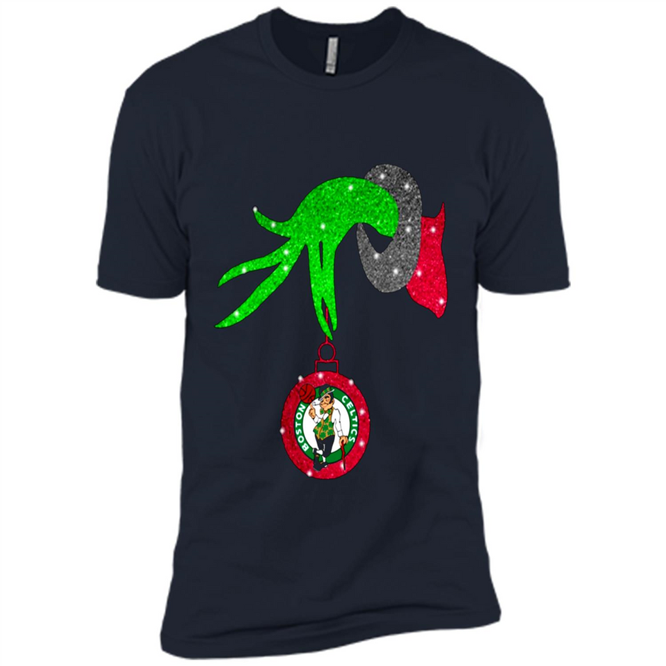 GRINCH HAND HOLDING BOSTON CELTICS NBA GLITTER CHRISTMAS PINGPONG