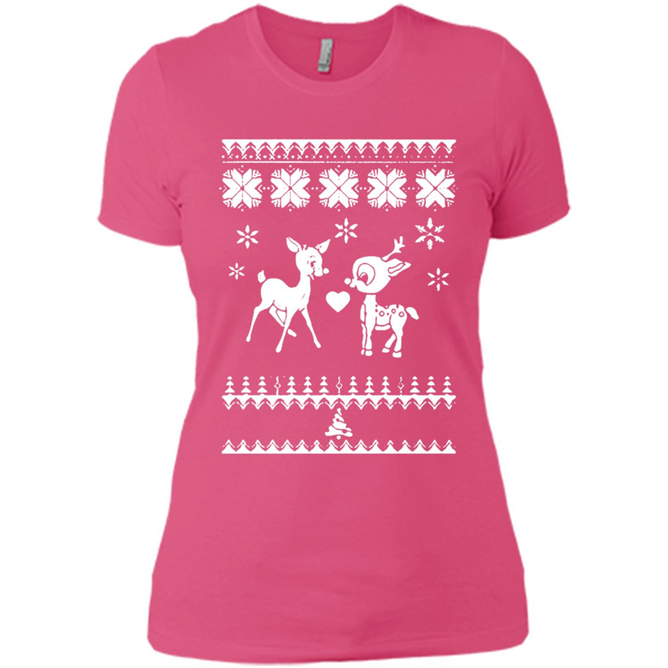 Rudolph and Clarice Ugly Christmas Sweater - Ladies' Boyfriend T-Shirt