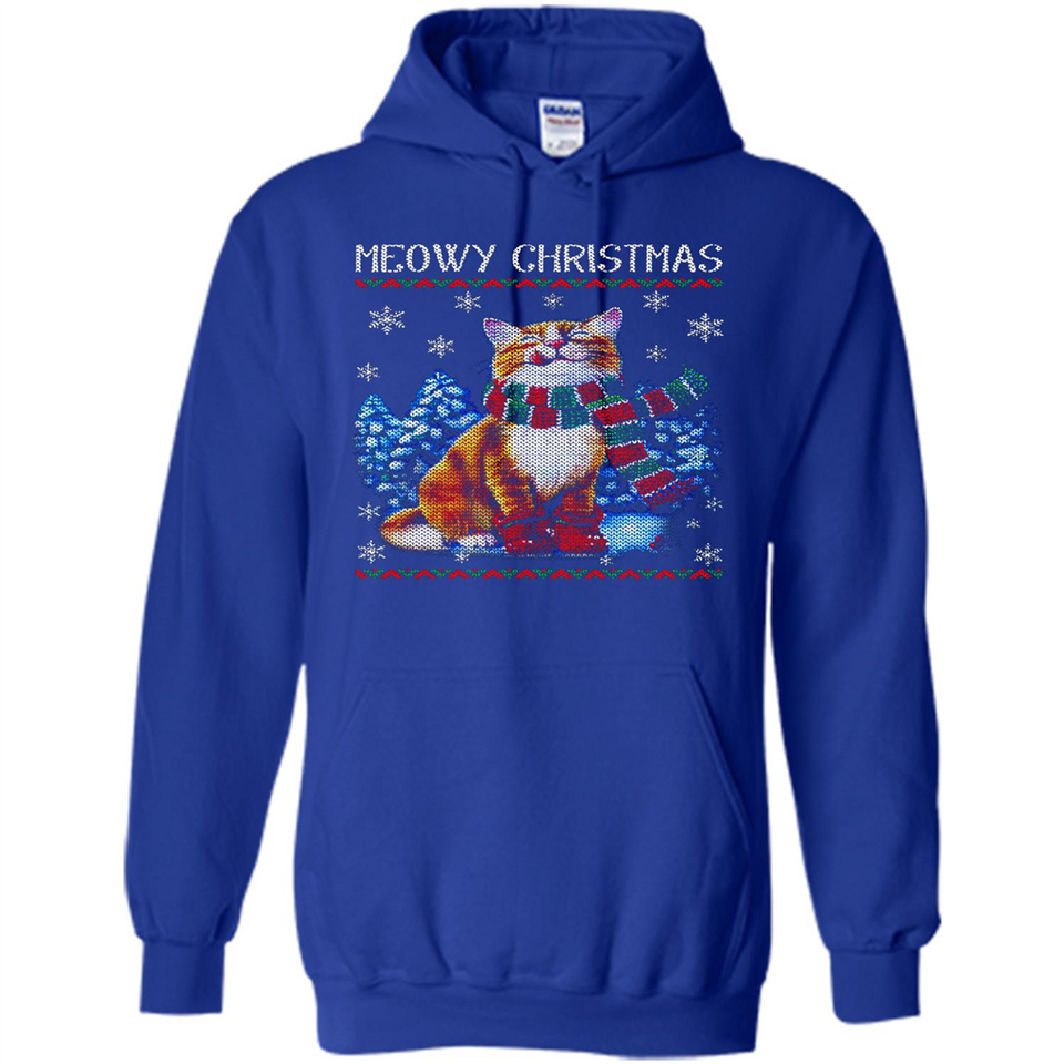 Christmas Ugly Sweater Cat With Christmas Meowy Chritstmas - Hoodie
