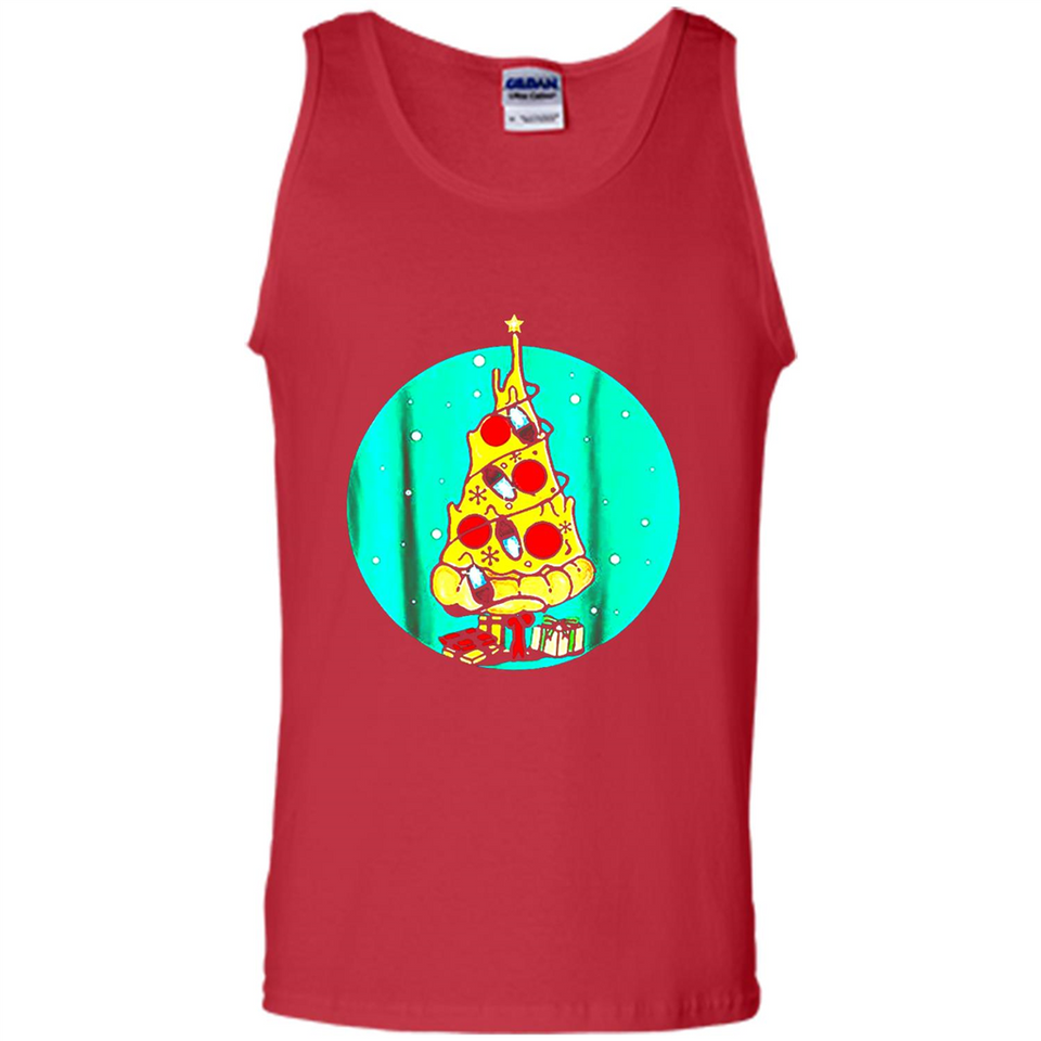 Funny Pizza Ugly Christmas Sweater Xmas Pizza Tree - Tank Top